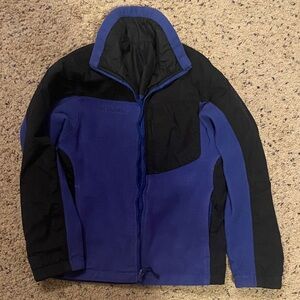 Columbia boys Black and Blue Performance Jacket. Reversable fleece inside/out